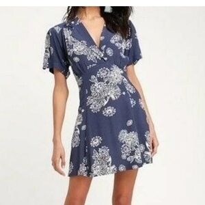 Free People XS skater dress mini short sleeve pockets side zipper collared